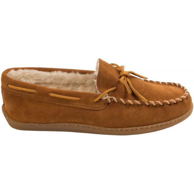 Minnetonka Men's Pile Lined Hardsole Moccasin Slippers Chocolate
