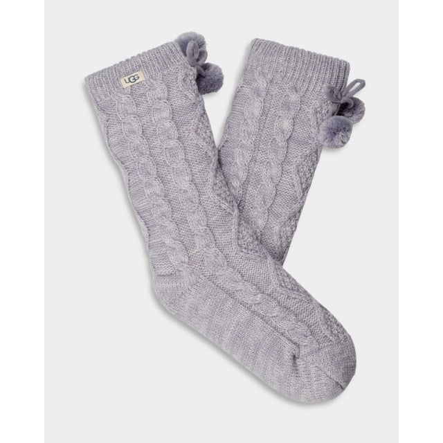 UGG Women's Pom Pom Fleece Lined Crew Sock Brown