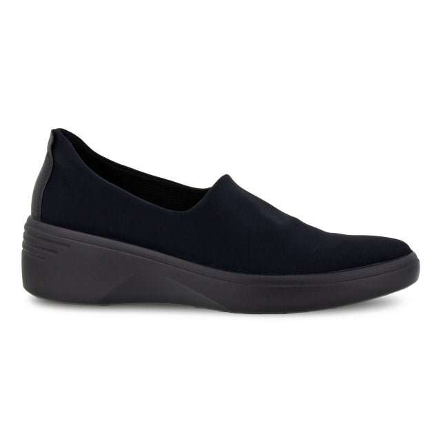 ECCO Women's Soft 7 Wedge Black Black Textile Droid Black/Black