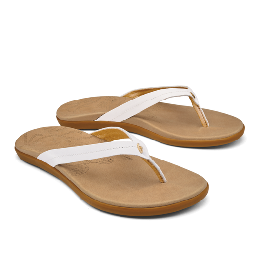 Olukai Women's Honu Bright White / Golden Sand