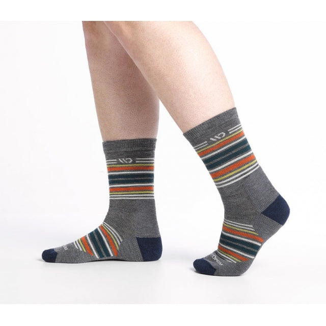 Wide Open Multi Stripe Cushioned Micro Crew Gray