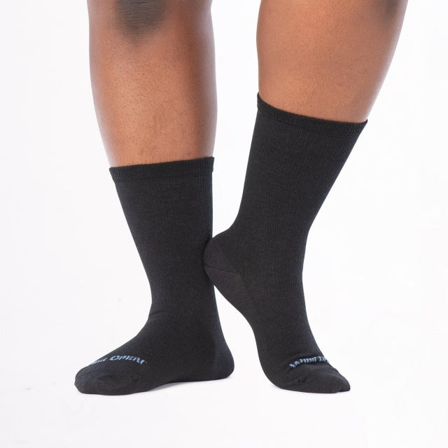 Wide Open Solid Basic Lightweight Crew Black