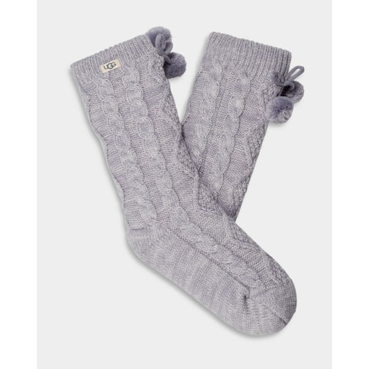 UGG Women's Pom Pom Fleece Lined Crew Sock Brown