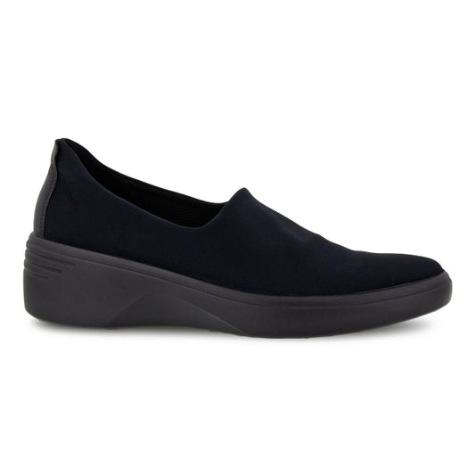 ECCO Women's Soft 7 Wedge Black Black Textile Droid Black/Black